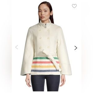 HBC The Bay wool striped blanket coat
